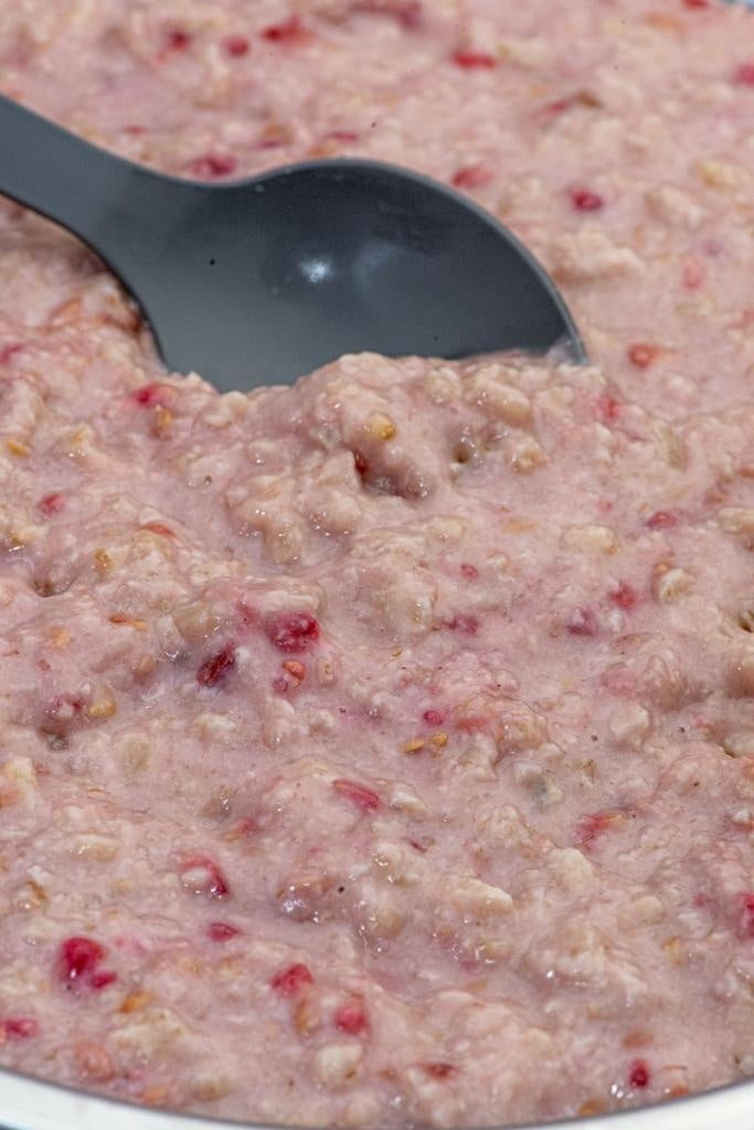 Gefriergetrocknete Nahrung Haferflocken mit Himbeeren