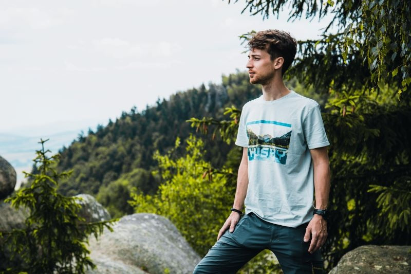 Herren T-Shirt aus Baumwolle Tee Lake M