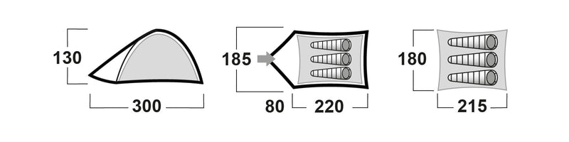 3-Personen-Zelt Bird 3 Plus Blackroom